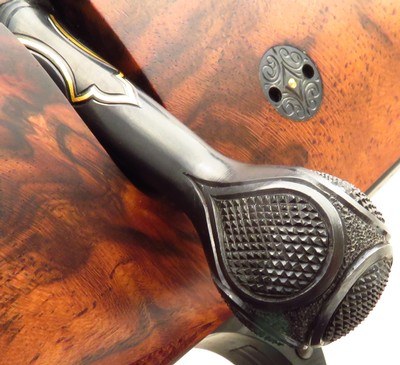 Bolliger / Mountain Riflery Best Grade .338 Rem. Ultra Mag, Winchester 70 CRF, Dubber engraving, AAA English, Swarovski, cased, ammo, 98%, layaway - Image 10 of 15
