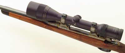 Bolliger / Mountain Riflery Best Grade .280 Remington, Winchester 70 CRF, Blackburn, AAA English, Dubber game scene, Swarovski, ammo, 95%, layaway - Image 3 of 15