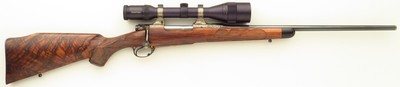 Bolliger / Mountain Riflery Best Grade .280 Remington, Winchester 70 CRF, Blackburn, AAA English, Dubber game scene, Swarovski, ammo, 95%, layaway - Image 1 of 15