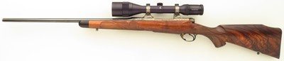 Bolliger / Mountain Riflery Best Grade .280 Remington, Winchester 70 CRF, Blackburn, AAA English, Dubber game scene, Swarovski, ammo, 95%, layaway - Image 2 of 15
