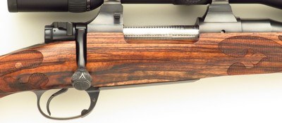 Bolliger / Mountain Riflery Signature Series 7mm WSM, Winchester 70 CRF, 24-inch, rust blue, jeweled, AAA English, Swarovski, ammo, 99%, layaway - Image 5 of 15