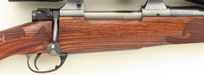 Bolliger / Mountain Riflery Signature Series .28 Nosler, Winchester 70 CRF, 26-inch fluted, brake, AAA English, Swarovski, .50 MOA, ammo, 98%, layaway - Image 5 of 15