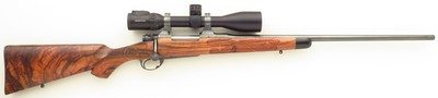 Bolliger / Mountain Riflery Signature Series .300 WSM, Winchester 70 CRF, 24-inch octagon-to-round, sights, AAA English, Swarovski, 99%, layaway - Image 1 of 15