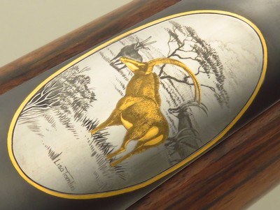 Bolliger / Mountain Riflery Crown Grade .340 Weatherby, Winchester CRF, 24-inch, quarter rib, AAA English, Tomlin engraving, Swarovski, 98%, layaway - Image 8 of 14