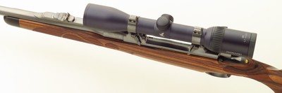Bolliger / Mountain Riflery Crown Grade .340 Weatherby, Winchester CRF, 24-inch, quarter rib, AAA English, Tomlin engraving, Swarovski, 98%, layaway - Image 3 of 14