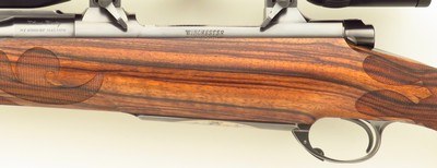 Bolliger / Mountain Riflery Crown Grade .340 Weatherby, Winchester CRF, 24-inch, quarter rib, AAA English, Tomlin engraving, Swarovski, 98%, layaway - Image 6 of 14