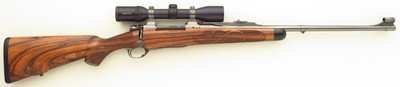 Bolliger / Mountain Riflery Crown Grade .340 Weatherby, Winchester CRF, 24-inch, quarter rib, AAA English, Tomlin engraving, Swarovski, 98%, layaway - Image 1 of 14