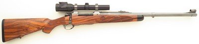 Bolliger / Mountain Riflery Crown Grade .450 Ackley Magnum, Winchester CRF, quarter rib, 4+1, AAA English, Lisa Tomlin game scene, optic, 97%, layaway - Image 1 of 15