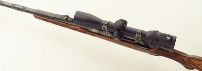 Bolliger / Mountain Riflery Best Grade .375 H&H Magnum, squarebridged Mauser 98, quarter rib, AAA English, Lisa Tomlin game scene, Swarovski, layaway - Image 3 of 15