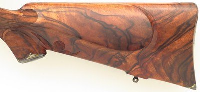 Bolliger / Mountain Riflery Best Grade .375 H&H Magnum, squarebridged Mauser 98, quarter rib, AAA English, Lisa Tomlin game scene, Swarovski, layaway - Image 10 of 15