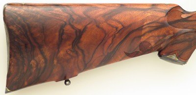Bolliger / Mountain Riflery Best Grade .375 H&H Magnum, squarebridged Mauser 98, quarter rib, AAA English, Lisa Tomlin game scene, Swarovski, layaway - Image 9 of 15