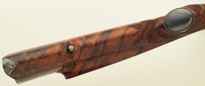 Bolliger / Mountain Riflery Best Grade .375 H&H Magnum, squarebridged Mauser 98, quarter rib, AAA English, Lisa Tomlin game scene, Swarovski, layaway - Image 11 of 15