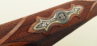Bolliger / Mountain Riflery Best Grade .375 H&H Magnum, squarebridged Mauser 98, quarter rib, AAA English, Lisa Tomlin game scene, Swarovski, layaway - Image 12 of 15