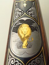 Bolliger / Mountain Riflery Best Grade .375 H&H Magnum, squarebridged Mauser 98, quarter rib, AAA English, Lisa Tomlin game scene, Swarovski, layaway - Image 13 of 15