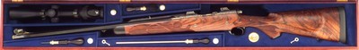 Bolliger / Mountain Riflery Best Grade .375 H&H Magnum, pre-64 70, octagon, rib, extended tangs, AAA English, Dubber engraving, Huey, 99%, layaway - Image 2 of 15