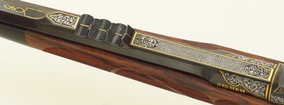 Bolliger / Mountain Riflery Best Grade .375 H&H Magnum, pre-64 70, octagon, rib, extended tangs, AAA English, Dubber engraving, Huey, 99%, layaway - Image 12 of 15