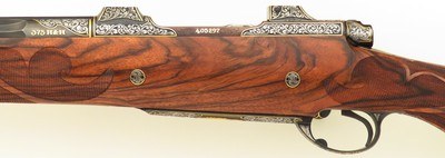 Bolliger / Mountain Riflery Best Grade .375 H&H Magnum, pre-64 70, octagon, rib, extended tangs, AAA English, Dubber engraving, Huey, 99%, layaway - Image 8 of 15