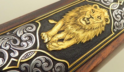 Bolliger / Mountain Riflery Best Grade .375 H&H Magnum, pre-64 70, octagon, rib, extended tangs, AAA English, Dubber engraving, Huey, 99%, layaway - Image 11 of 15