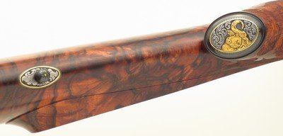 Bolliger / Mountain Riflery Best Grade .416 Rigby, Winchester 70 CRF, brake, quarter rib, AAA English, Dubber game scenes, Swarovski, 99%, layaway - Image 11 of 15