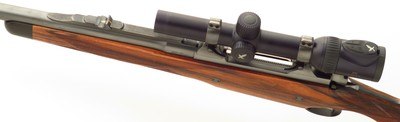 Bolliger / Mountain Riflery Signature Series .450 Rigby Magnum, Winchester 70 CRF, brake, quarter rib, AA English, Swarovski, ammo, targets, layaway - Image 3 of 15