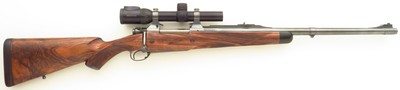 Bolliger / Mountain Riflery Signature Series .450 Rigby Magnum, Winchester 70 CRF, brake, quarter rib, AA English, Swarovski, ammo, targets, layaway - Image 1 of 15