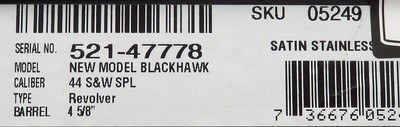 Ruger Lipsey's Exclusive stainless Blackhawk Bisley .44 Special, 4.65-inch, cased, 99 percent - Image 8 of 8