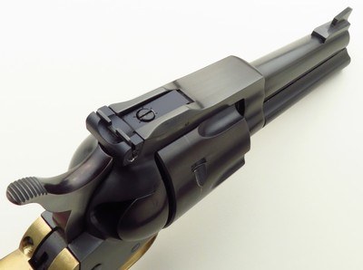 Customized Ruger Blackhawk .45 Colt & .45 ACP, 4.675-inch, brass grip, custom grips, great bore, case, 90 percent overall - Image 3 of 7