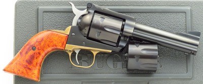 Customized Ruger Blackhawk .45 Colt & .45 ACP, 4.675-inch, brass grip, custom grips, great bore, case, 90 percent overall - Image 1 of 7