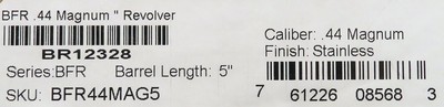 Magnum Research BFR .44 Magnum, stainless, five-inch, unfired in box - Image 7 of 7