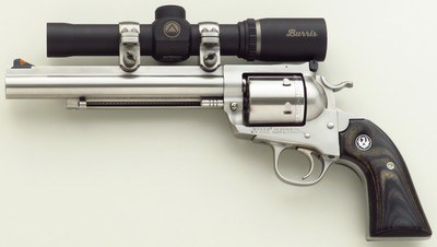 Ruger Super Blackhawk Bisley Hunter .44 Magnum, Burris 2x, 7.5-inch, sights, free spin cylinder conversion, extra Eagle grips, box, 99%, layaway - Image 2 of 7