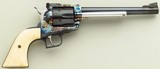 Custom Ruger Blackhawk .30 Carbine, tapering 7.5-inch barrel, Mag-Na-Port, color case, Super Blackhawk grip frame, ivory grips, layaway - Image 1 of 8