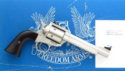 Freedom Arms Model 1997 Premier Grade .22 LR, 5.5-inch, adjustable, Micarta, target, box, flawless, layaway - Image 1 of 11