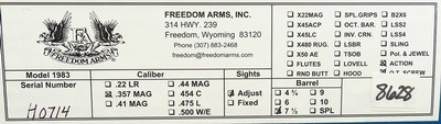 Freedom Arms Model 83 Premier Grade .357 Magnum, 7.5, adjustable, tuned, overtravel, box, target, 99%, outstanding bore, layaway - Image 10 of 10