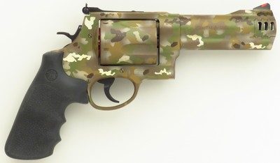 Smith & Wesson Model 460 XVR .460 Magnum, custom camo finish, 5-inch, brake, pristine bore, extras, cased, over 95 percent - Image 2 of 9
