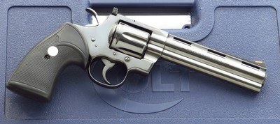 Colt Python .357 Magnum, 1995, 6-inch, polished blue, likely unfired, case, at least 98 percent, layaway - Image 1 of 9