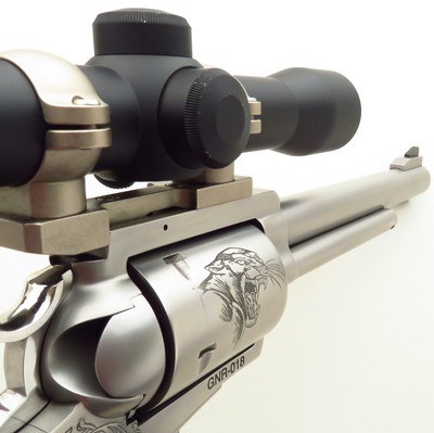 Gary Reeder Professional Hunter .41 GNR #2, Reeder stretch frame, serial GNR-018, 8-inch, Gunfighter grip, scope, T/C barrel, dies, ammo, 95%, layaway - Image 4 of 9