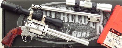 Gary Reeder Professional Hunter .41 GNR #2, Reeder stretch frame, serial GNR-018, 8-inch, Gunfighter grip, scope, T/C barrel, dies, ammo, 95%, layaway - Image 1 of 9