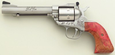 Gary Reeder Trail Gun .40 S&W, 5.5-inch octagon, jeweled rounded butt, custom grips. box, 97 percent, layaway - Image 3 of 8