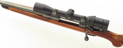Left hand Goudy custom 7mm Remington Magnum, Mathieu, PacNor, Dayton Traister, Swarovski, AA English, skeleton, superb bore, 95 percent, layaway - Image 3 of 13