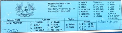 Special Order Freedom Arms 1997 Premier Grade .44 Special, 3.5-inch, fluted, polished/jeweled/tuned, round butt, great target, box, 95%+, layaway - Image 10 of 11