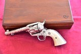 COLT SAA NICKEL 45 FULLY ENGRAVED WITH IVORY GRIPS - 4 of 14