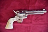 COLT SAA NICKEL 45 FULLY ENGRAVED WITH IVORY GRIPS - 6 of 14