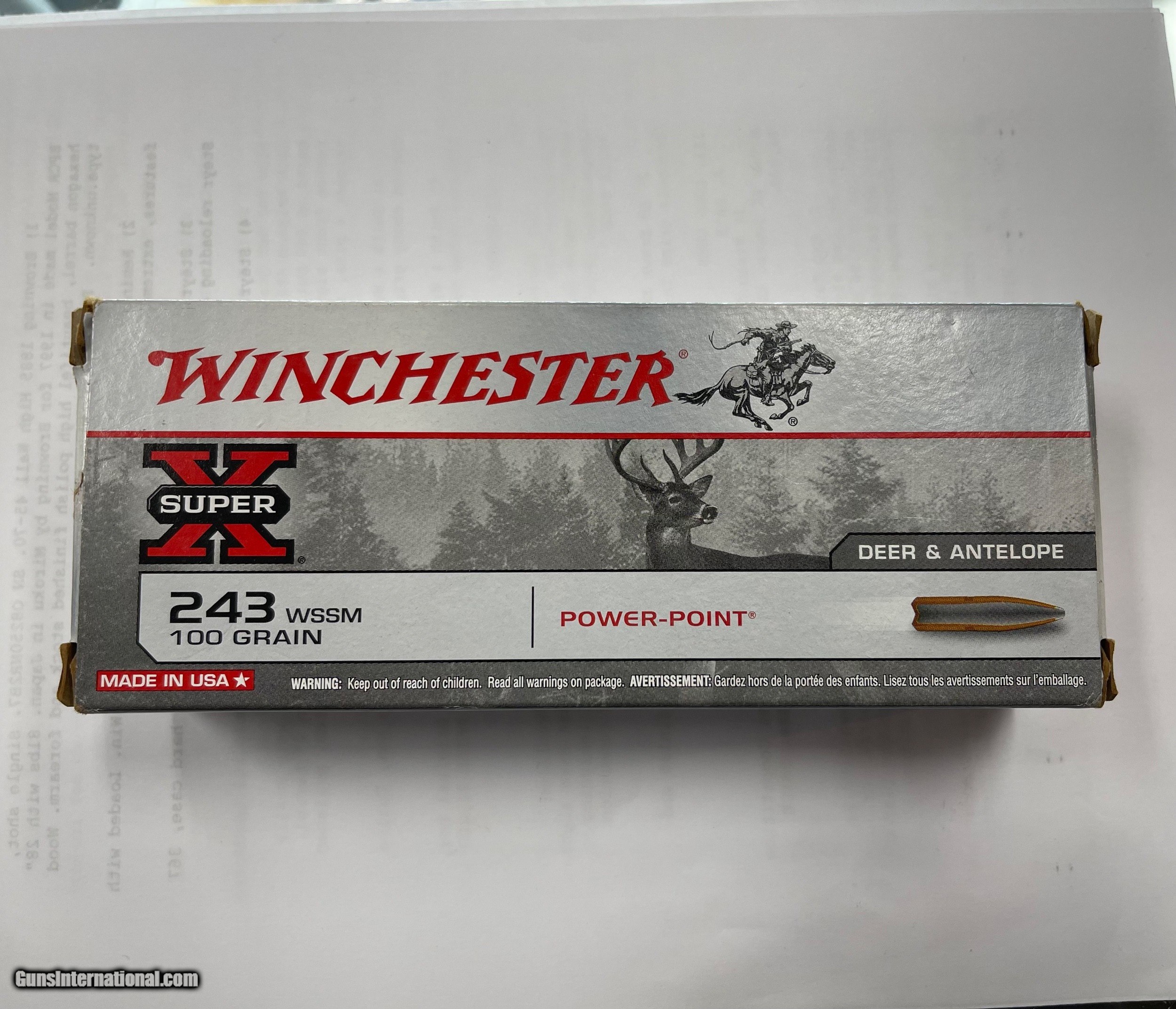 Winchester 243 WSSM 100gr Power Point