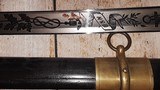 Civil War Era Model 1852 Navy Officer Sword & Scabbard, Mint Blade, Scarce Maker/Retailer - 12 of 15
