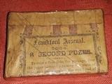 Unopened Box of Frankford Arsenal 8 Second Artillery Fuzes Dated 1864 - 1 of 4