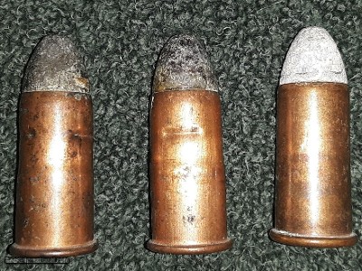 Three .56/50 Rimfire Cartridges for the Spencer Model 1865 Rifle or Carbine