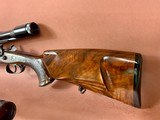 Outstanding Johann Outschar Ferlach, Austria sidelock double rifle with external hammers and three sets of barrels, cased, scoped - 15 of 15
