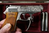 WALTHER PPK 22
PREWAR ENGRAVED WITH 2 FACTORY MAGAZINES
AND SPECIAL PRESENTATION CASE. - 9 of 9