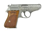 WALTHER PPK PREWAR 22 SILVER ENGRAVED WITH 2 SILVER PLATED CORRECT MAGAZINES AND ORIGINAL CASE. - 4 of 9