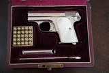 RARE HAENEL SCHMEISSER
CAL 6.25 IN NICKEL FINISH WITH MOTHER OF PEARL GRIPS IN FACTORY PRESENTATION BOX - 4 of 6